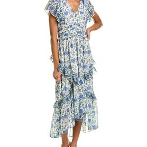 Max Studio Blue and White Floral Midi Dress NWT